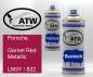Preview: Porsche, Garnet Red Metallic, LM3Y / 822: 400ml Sprühdose + 400ml Klarlack - Set, von ATW Autoteile West.